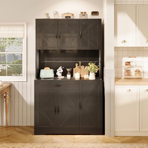 72" Tall Storage Cabinet with Adjustable Shelves & Steel Frame, Dark Grey F5479