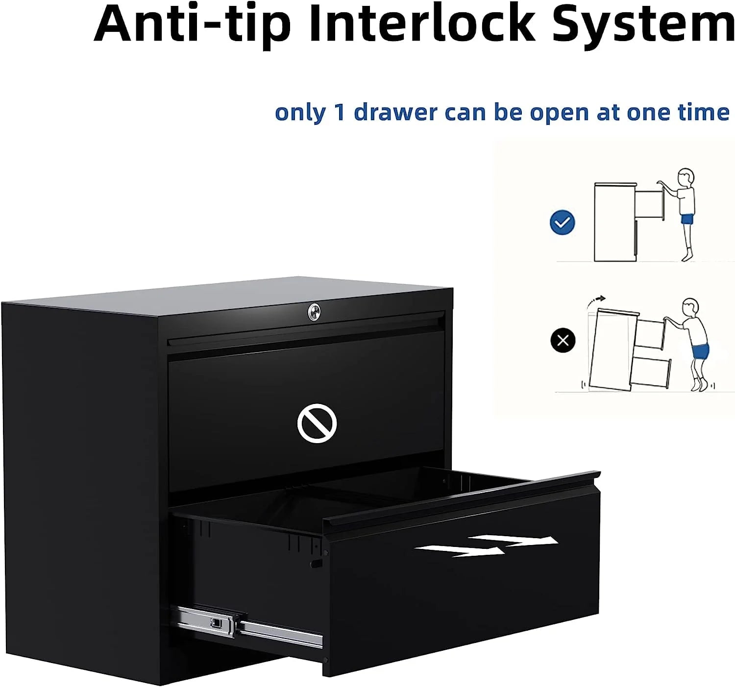SUPEER 4 Drawer File Cabinet with Lock, Metal Vertical Storage, Black E499