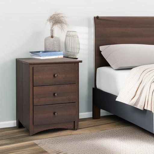 Prepac Sonoma Tall Nightstand with 3 Drawers, Black Q28004