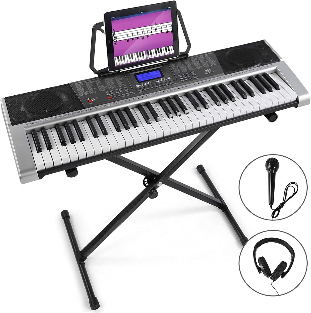 MUSTAR 61 Key Electric Keyboard with LCD Screen, Grey U295