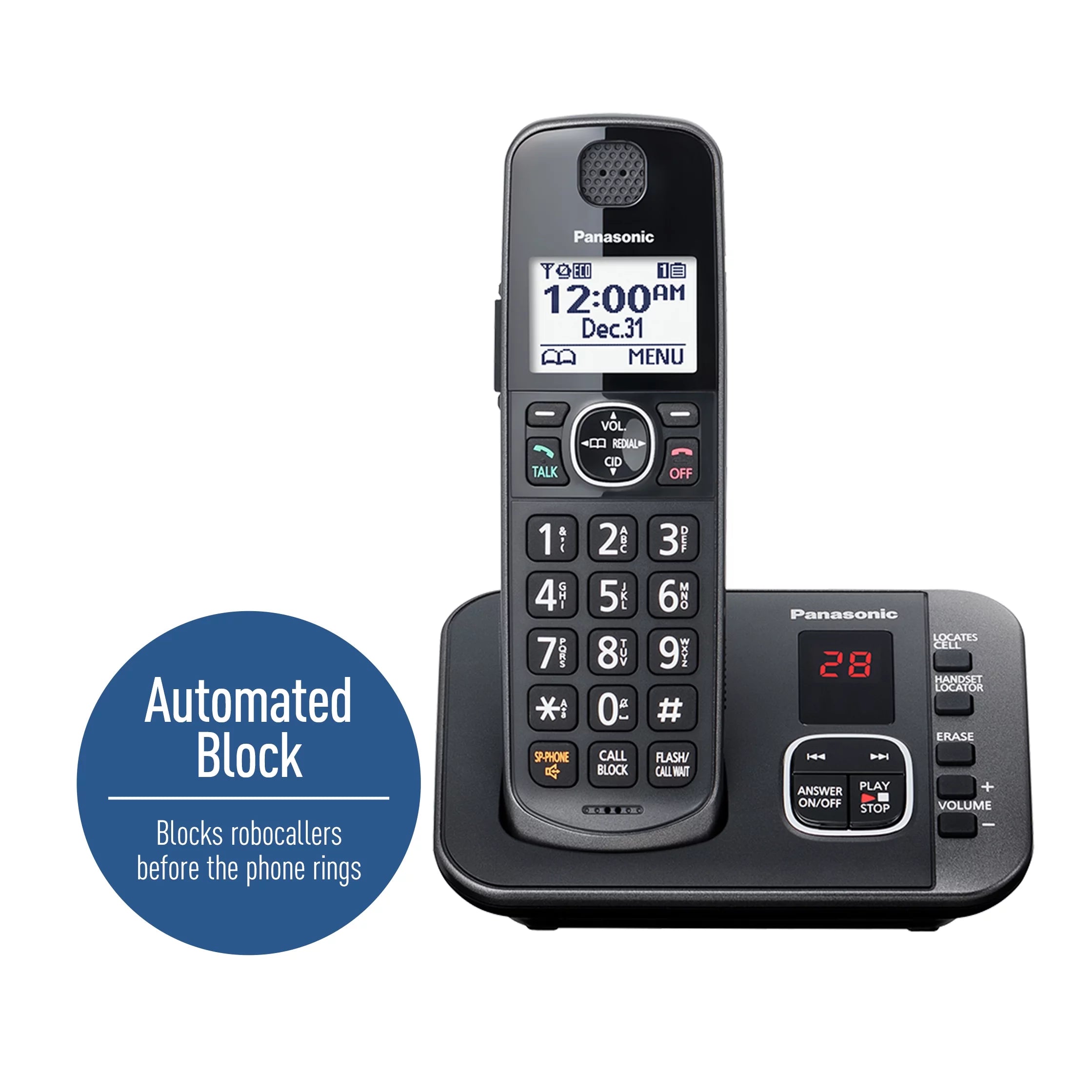 Panasonic 3-Handset Expandable Cordless Phone with Answering System - KX-TG3833M Z508697