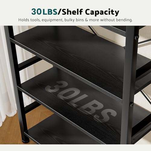 5 Tier Tall Bookcase Bookshelf Organizer Storage Unit Rustic Brown G866