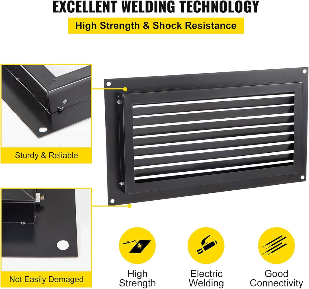 VEVOR Foundation Flood Vent 8" x 16" Wall Mounted, Black D37760