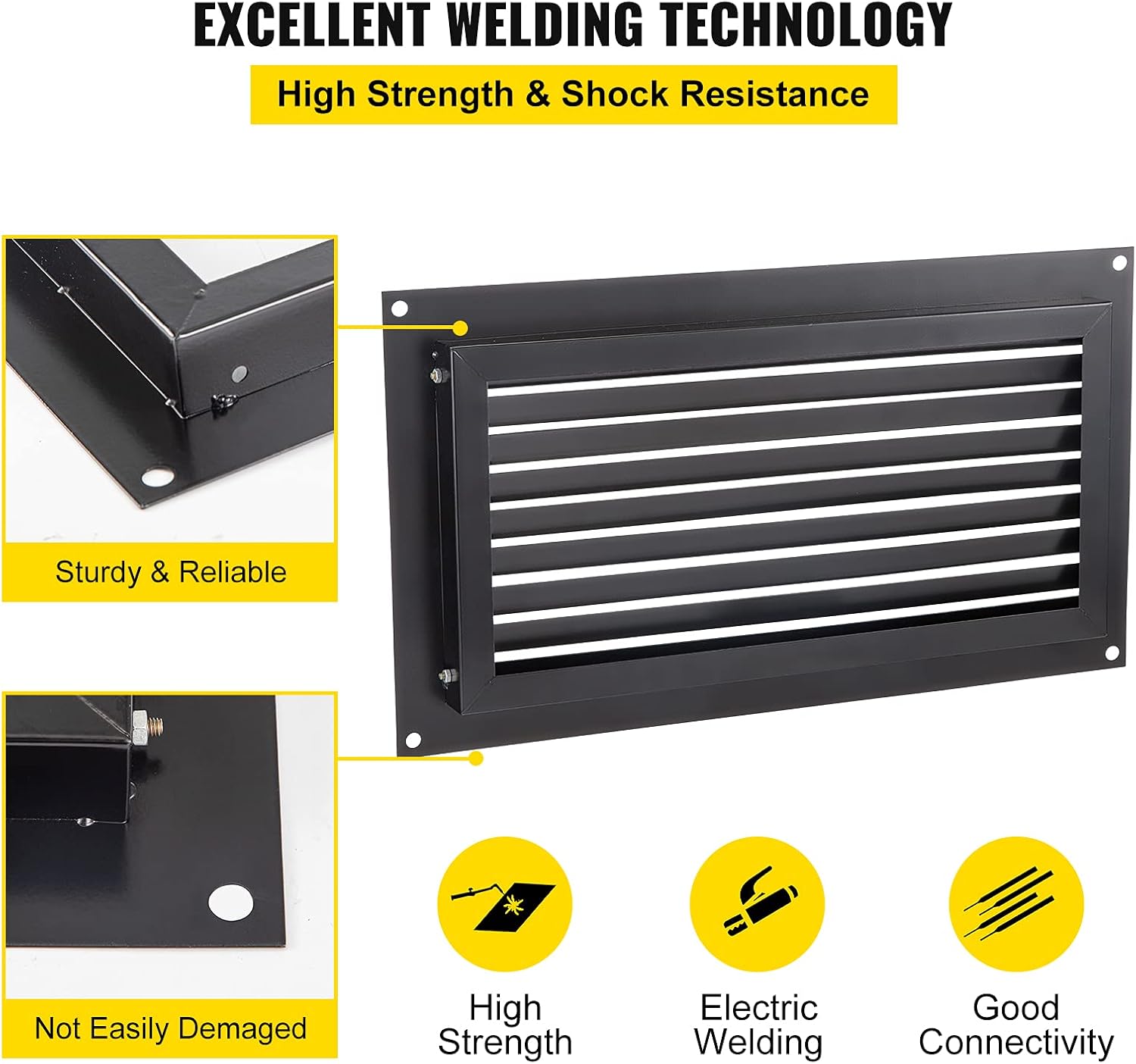 VEVOR Foundation Flood Vent 8" x 16" Wall Mounted, Black D37760