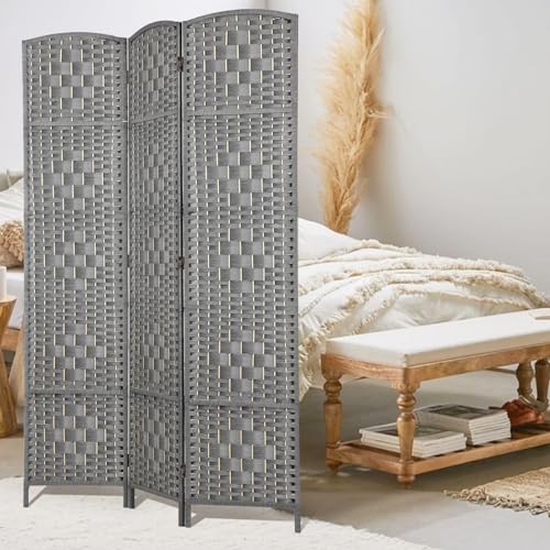 Rose Home Fashion 6 ft Tall Room Divider 4 Panel Folding Privacy Screen, Dark Coffee C8634