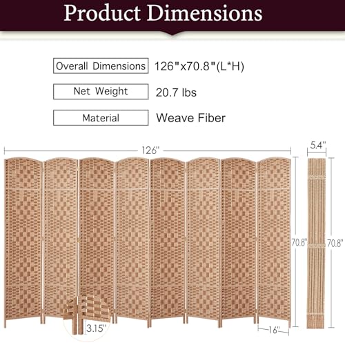 Rose Home Fashion 6 ft Tall Room Divider 4 Panel Folding Privacy Screen, Dark Coffee C8634