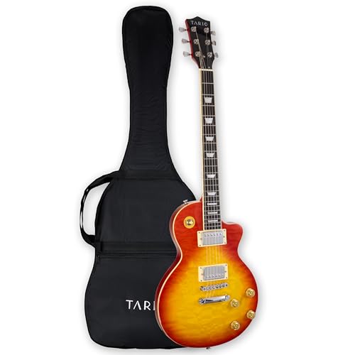 TARIO Electric Guitar Semi Hollowbody Quilted Maple Top with Bag K35033