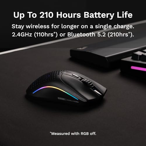 Glorious Gaming Model D 2 Wireless Ergonomic Mouse, 66g, White V612