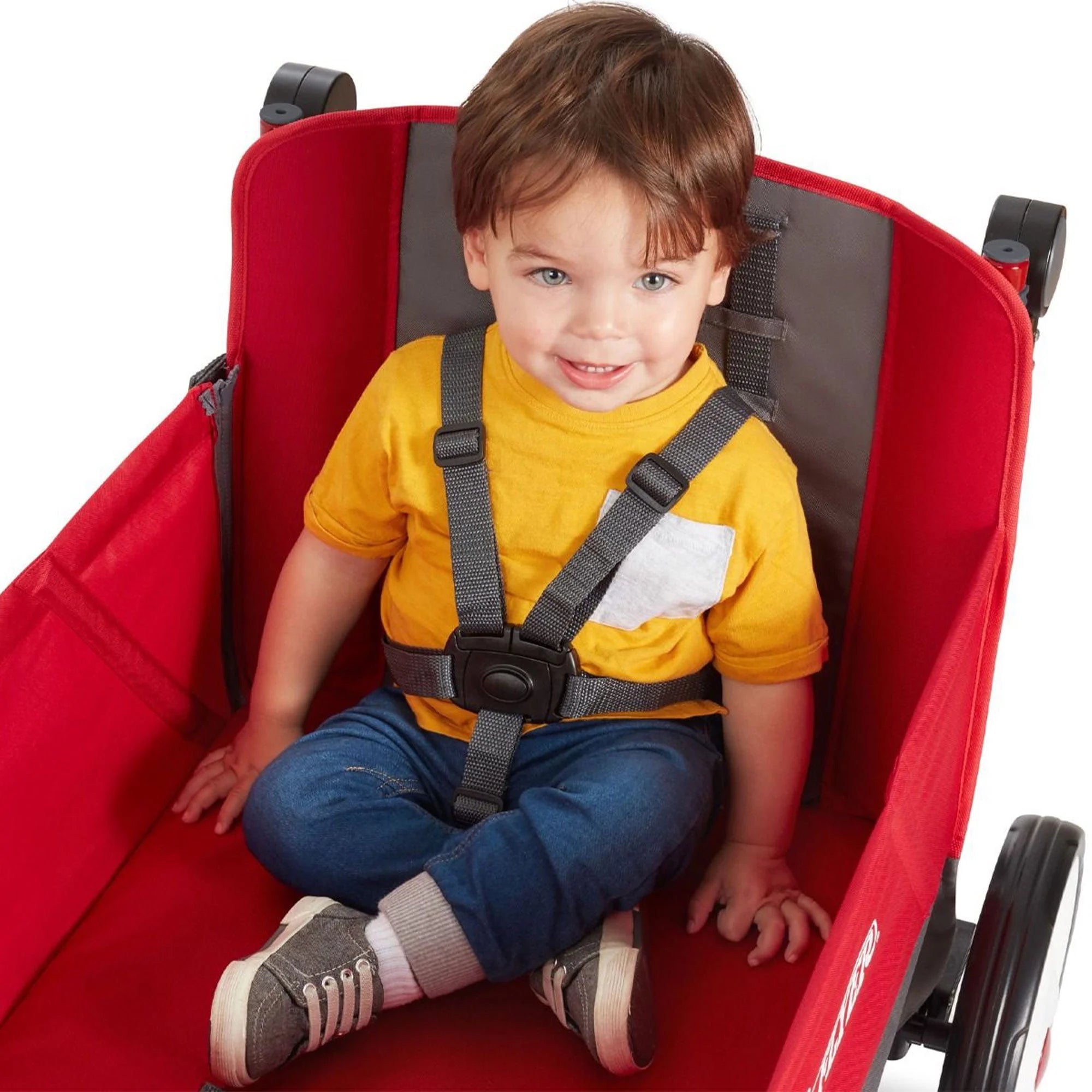 Radio Flyer Convertible Stroll N Wagon with Pull & Push Handle, Red/Black E3590