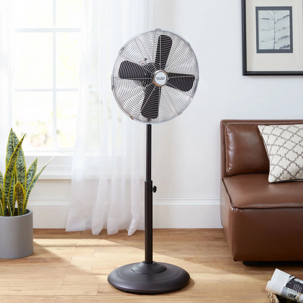 Better Homes & Gardens 16 inch Adjustable Oscillating Metal Stand Fan, Red O2097