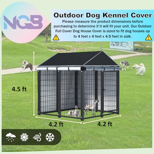 NGB Outdoor Dog Kennel Cover, 600D Heavy Duty Waterproof, Black W2510