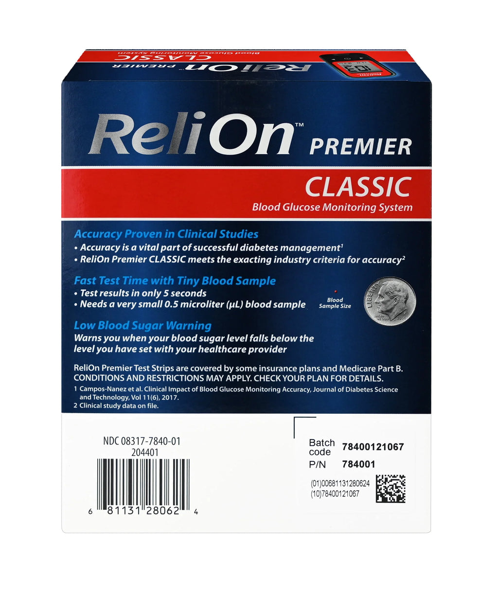 ReliOn Premier CLASSIC Blood Glucose Monitoring System H3478