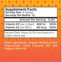 MaryRuth Organics Vitamin D3+K2 Spray, Vegan Liquid Supplement, 1 fl oz E7324