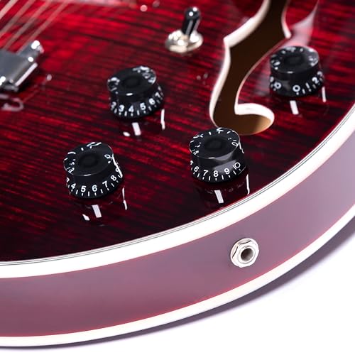 GROTE Jazz Electric Guitar Semi-Hollow Body with Gig Bag, Black Y60488