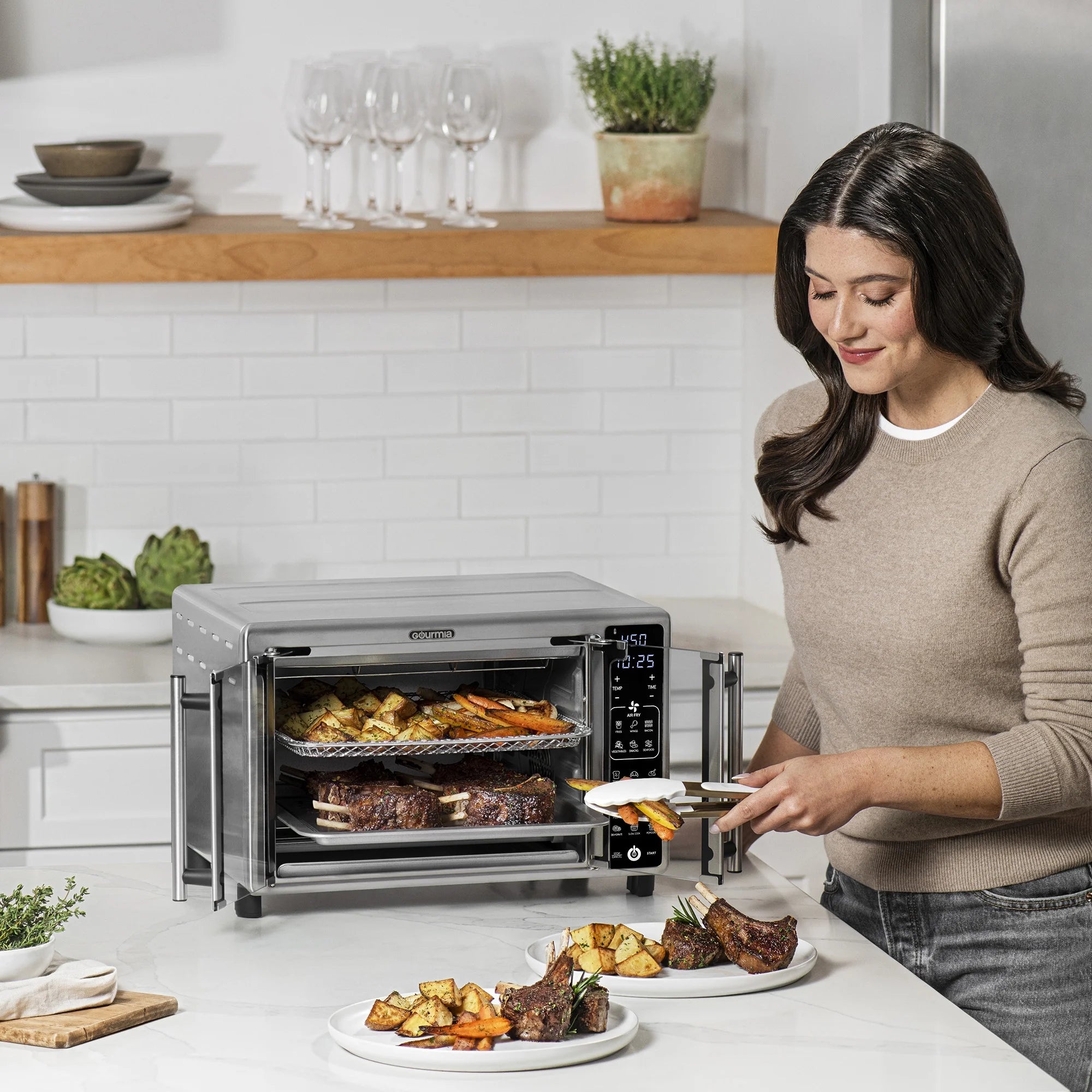 Gourmia 6-Slice Digital Toaster Oven Air Fryer with 19 One-Touch Presets, Stainless Steel Z498948