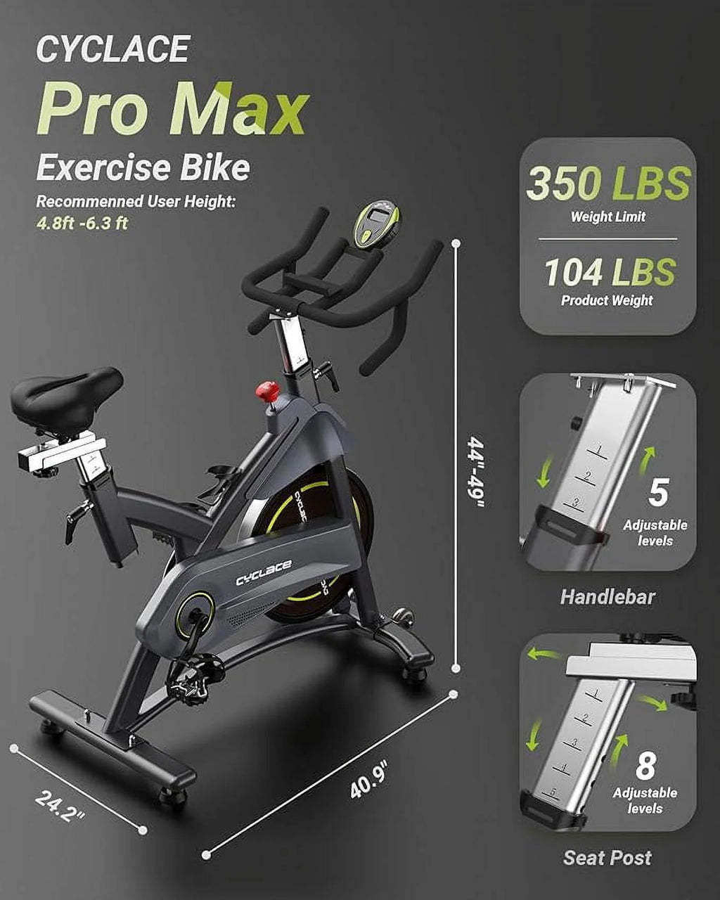 Cyclace PRO Magnetic Exercise Bike 003C 350lbs Indoor Cycling Bike with Tablet Holder S86987