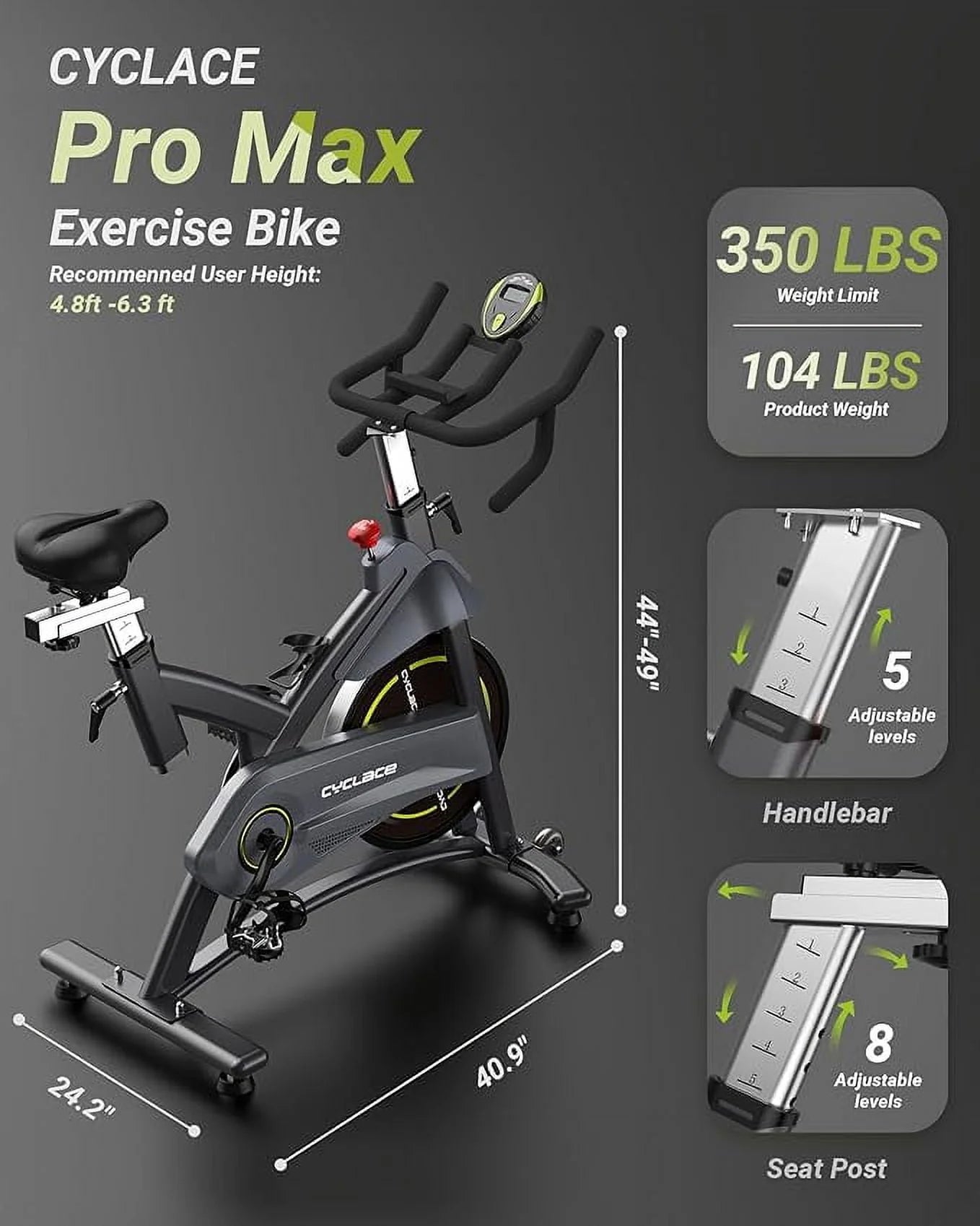 Cyclace PRO Magnetic Exercise Bike 003C 350lbs Indoor Cycling Bike with Tablet Holder S86987