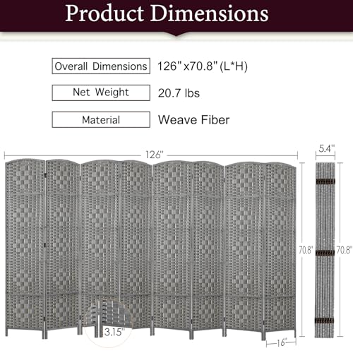 Rose Home Fashion 6 ft Tall Room Divider 4 Panel Folding Privacy Screen, Dark Coffee C8634