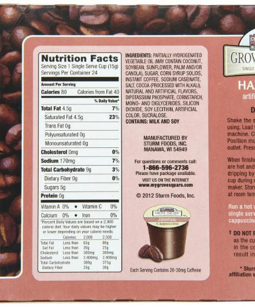 Grove Square Hazelnut Cappuccino Coffee Pods, 24 Count for Keurig K-Cup Brewers J882964