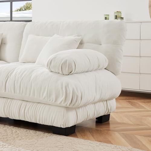 Modular Sectional Sofa with 2 Ottomans, Chenille, White R310906