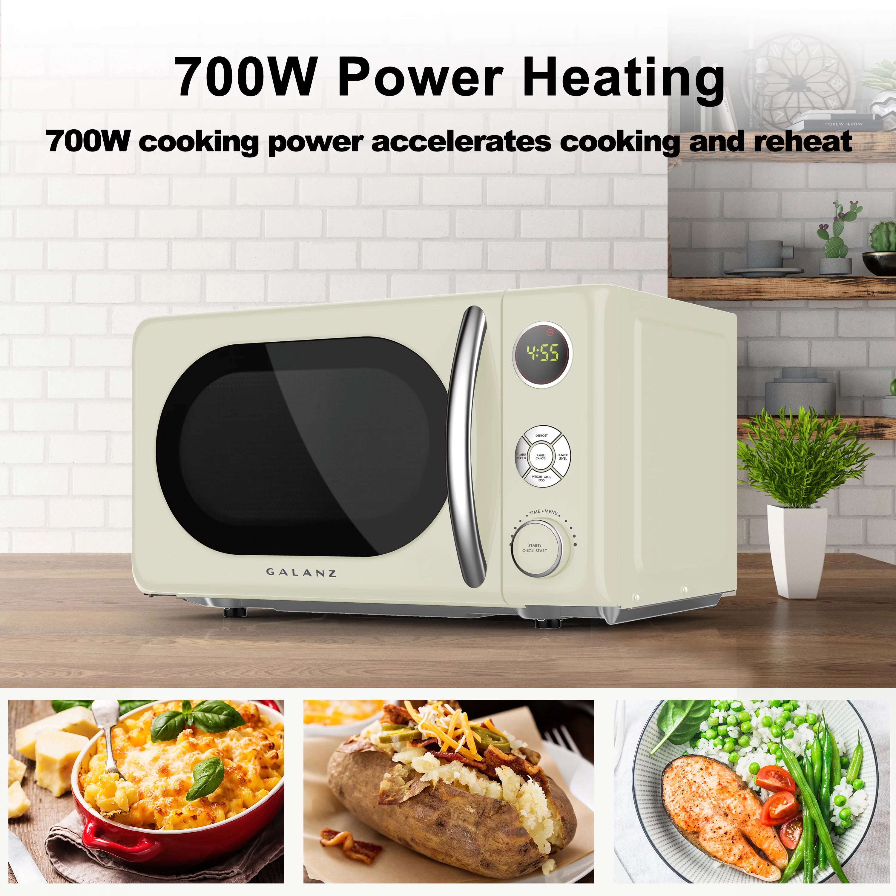 Galanz 0.7 Cu ft Retro Countertop Microwave Oven, 700W, Blue L502
