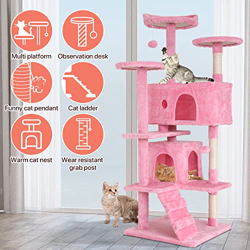 ASHY 54in Cat Tree with Scratching Post for Indoor Cats I993