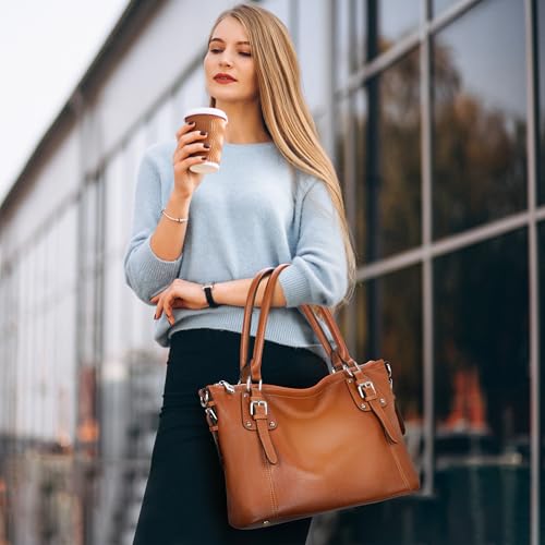 HESHE Genuine Leather Tote Shoulder Bag for Women P1142