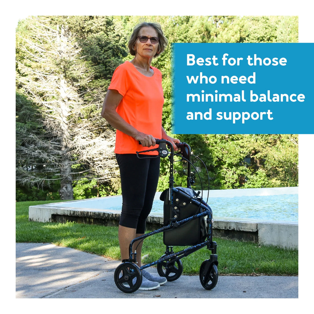 Carex Aluminium 3 Wheel Rollator Walker for Seniors, Height Adjustable Y94999