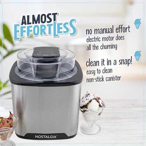 Nostalgia 2-Quart Electric Ice Cream Maker, Stainless Steel H3717