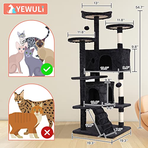 ASHY 54in Cat Tree with Scratching Post for Indoor Cats I993