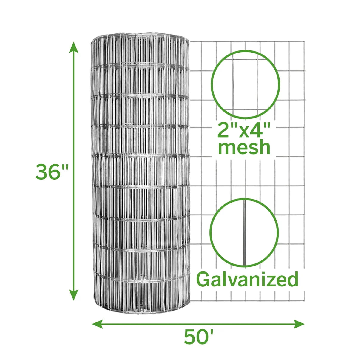 Garden Craft 36in H x 50ft L Galvanized Steel Welded Wire Fence C9971