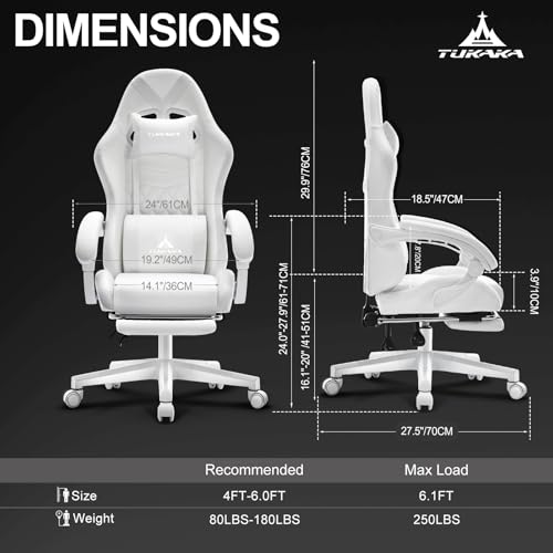 Ergonomic Gaming Chair with Massage, Footrest and Lumbar Support, Black U920785