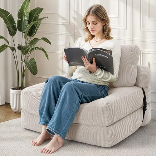 Folding Sofa Bed Convertible Sleeper Chair with Pillow, Grey L546