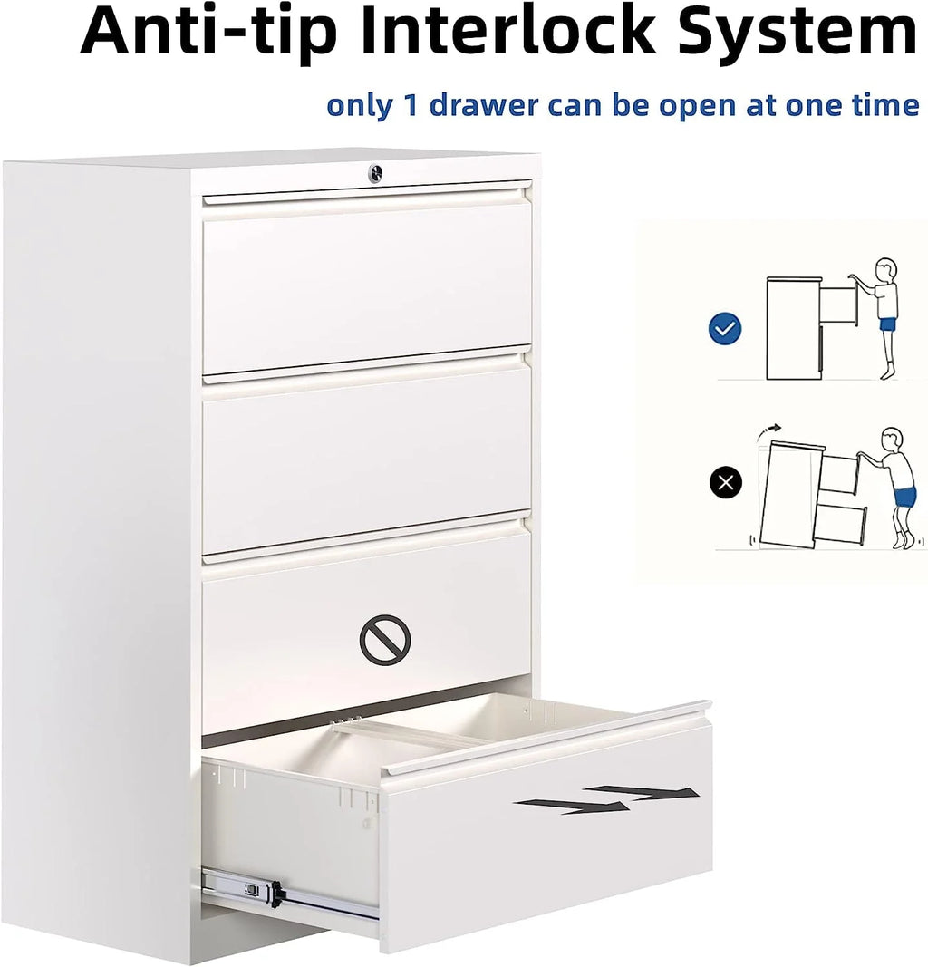 SUPEER 4 Drawer File Cabinet with Lock, Metal Vertical Storage, Black E499