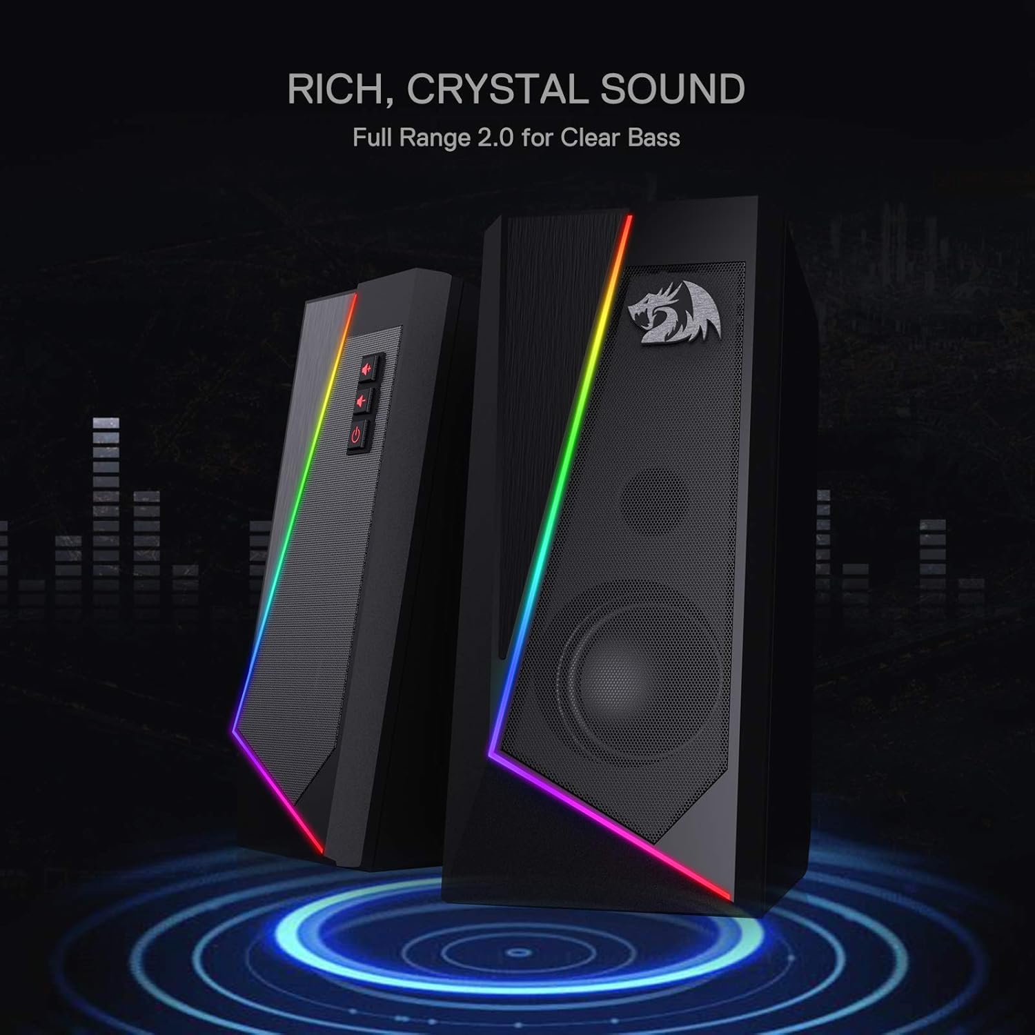 Redragon GS520 Anvil RGB Desktop Speakers, 2.0 PC Stereo, USB Powered Q559138
