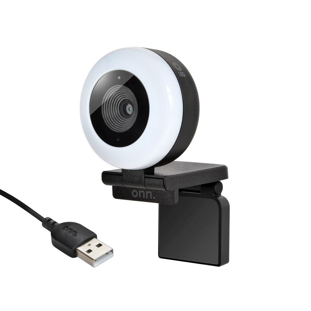 onn. Webcam with Ring Light, Autofocus, Built-in Microphone B37912