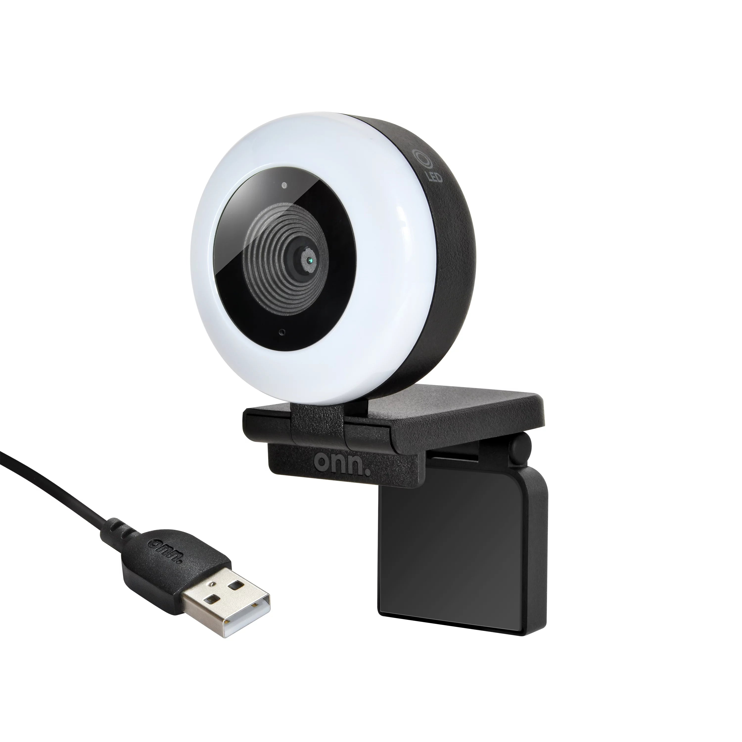 onn. Webcam with Ring Light, Autofocus, Built-in Microphone B37912