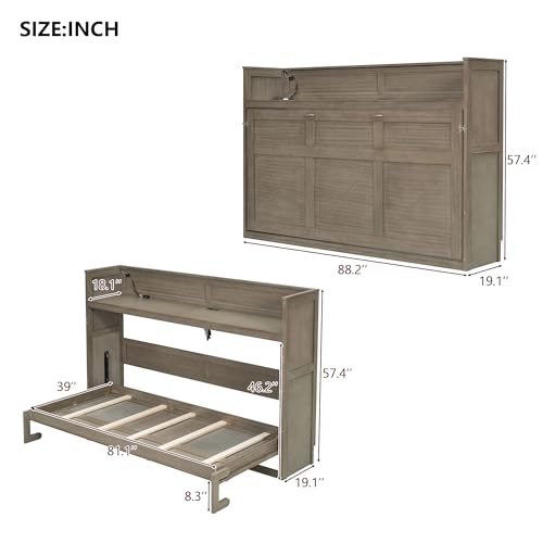 Ball & Cast Queen Murphy Bed Wall Chest with USB and Storage X29201