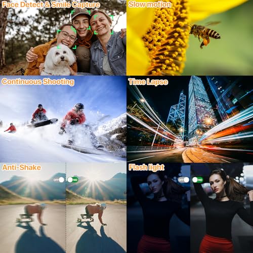 4K Digital Camera for Vlogging with 180° Flip Screen, SD Card & 2 Batteries T2211
