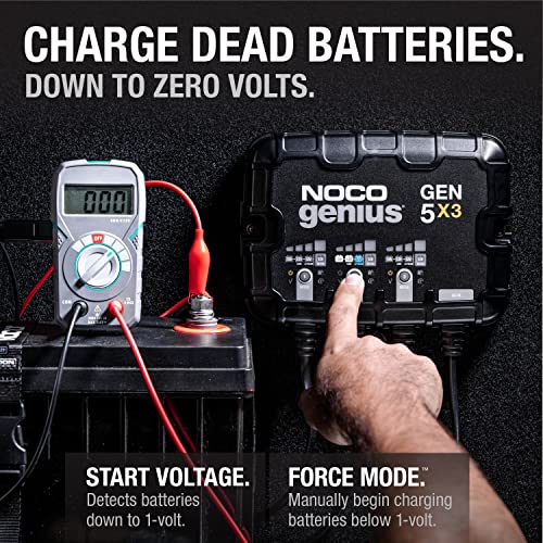 NOCO Genius GEN5X3 3-Bank 15A Onboard Battery Charger for Marine & Lithium Batteries U794925
