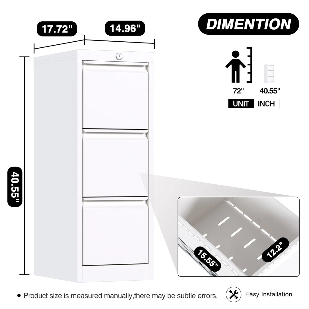 SUPEER 4 Drawer File Cabinet with Lock, Metal Vertical Storage, Black E499