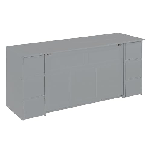 Full Size Murphy Bed with Drawers, Cabinets and USB Ports, Gray D589081