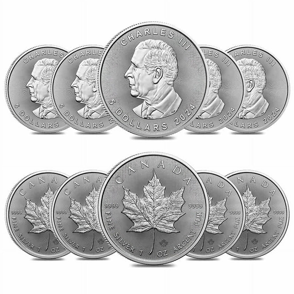 Lot of 10 - 2024 1 oz Canadian Silver Maple Leaf Coin BU