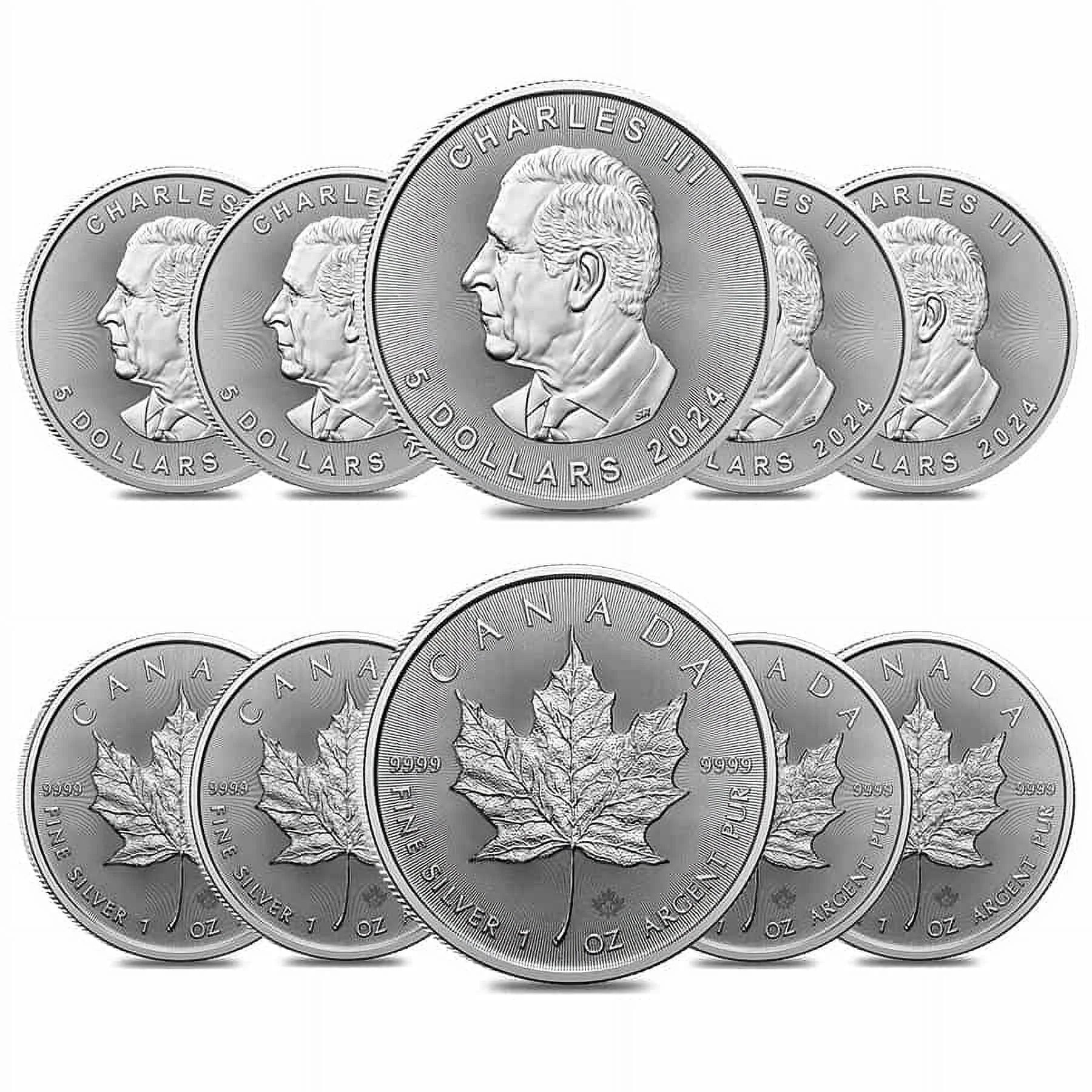Lot of 10 - 2024 1 oz Canadian Silver Maple Leaf Coin BU