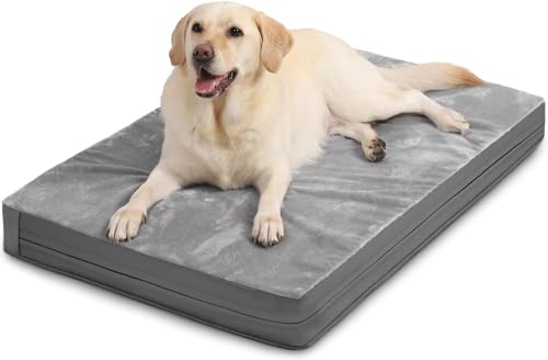 Vonabem Waterproof Dog Bed Large Medium Sized Dogs Outdoor Orthopedic Crate Pad Washable Gray 35"x22" C409