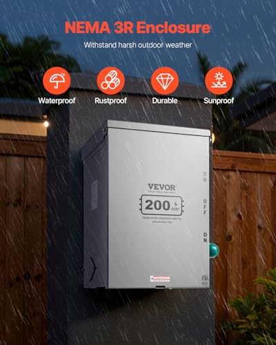 VEVOR 200A Generator Transfer Switch, 48000W Manual Double-Throw, 120/240V, NEMA 3R O290