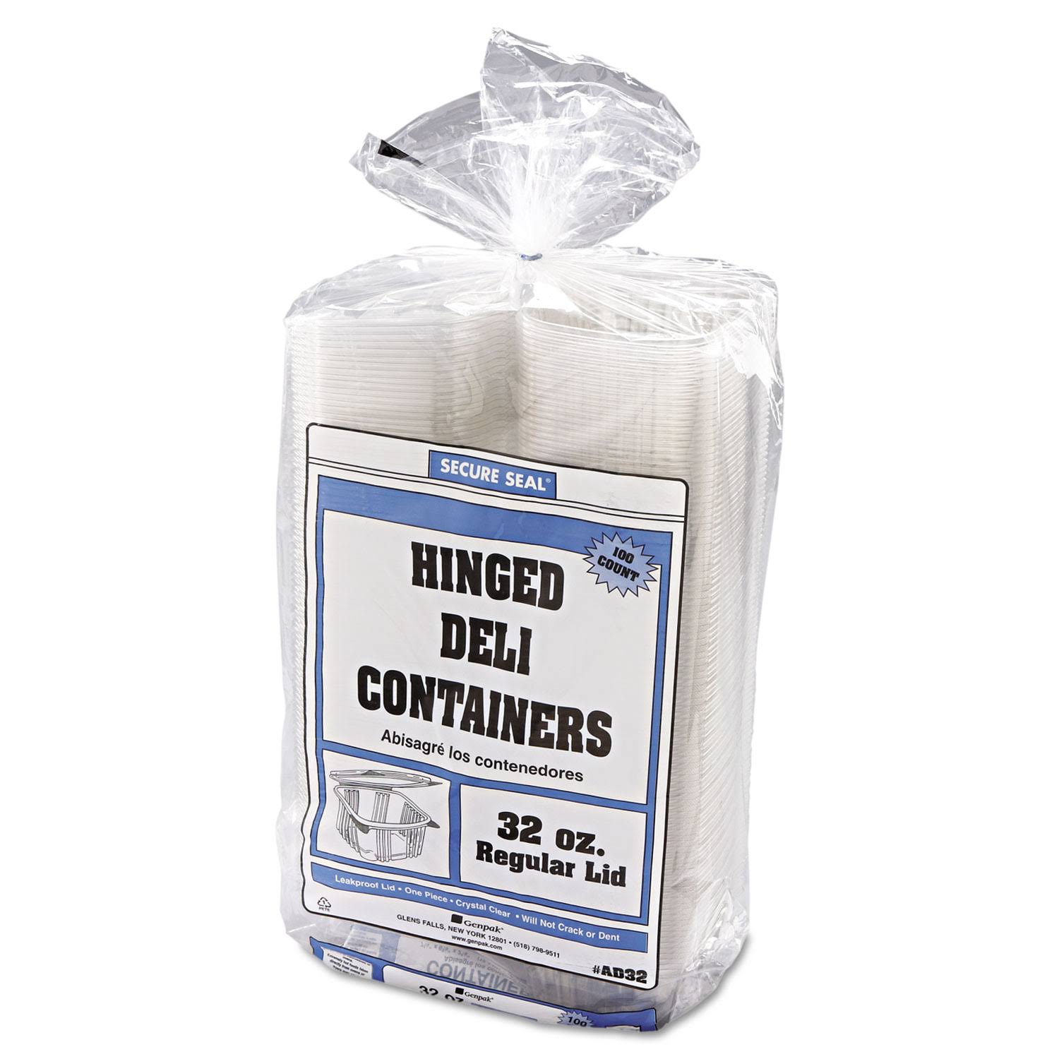 Genpak AD32 32 oz Clear Hinged Deli Container, 200 Count S84613