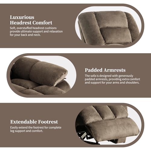 Massage Recliner Chair with Heat, Ergonomic Fabric, Side Pockets (Taupe) S254