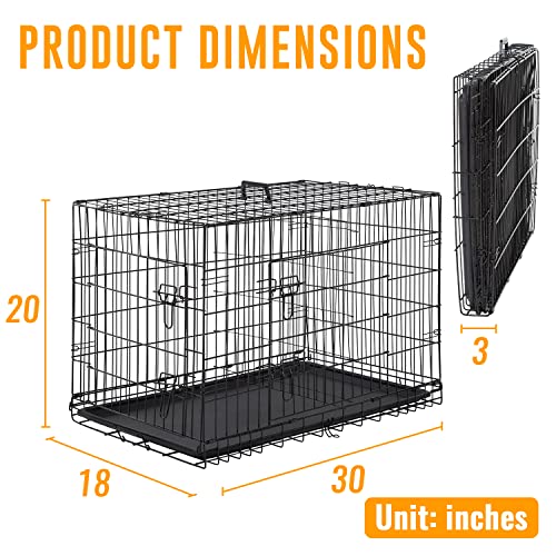 FDW Dog Crate for Large Dogs 48 Inch Folding Metal Wire Cage Double Door N1299