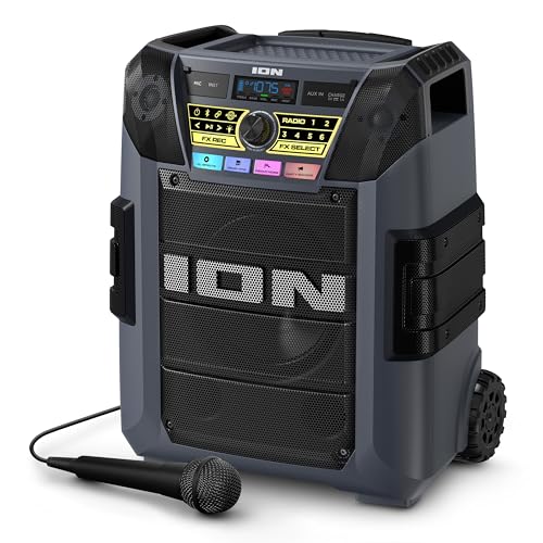 ION Block Rocker Portable Bluetooth Party Speaker with Karaoke Microphone T461114